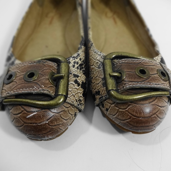 JESSICA SIMPSON Brown Buckled Flat Shoes Size 9 - Picture 3 of 8